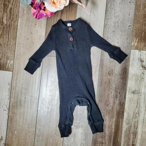 Boutique Black Ribbed Romper Jumpsuit Size 6-12 Months EUC